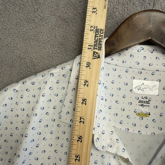 NEW Greg Norman ML75 Men's L Golf Polo Shirt White/Blue Circle Print - Picture 4 of 9